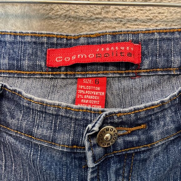 Women 90s Y2K Boho Vintage Wash Embroidered Floral Mid Rise Pedal Pusher Jeans 6 - Picture 8 of 12